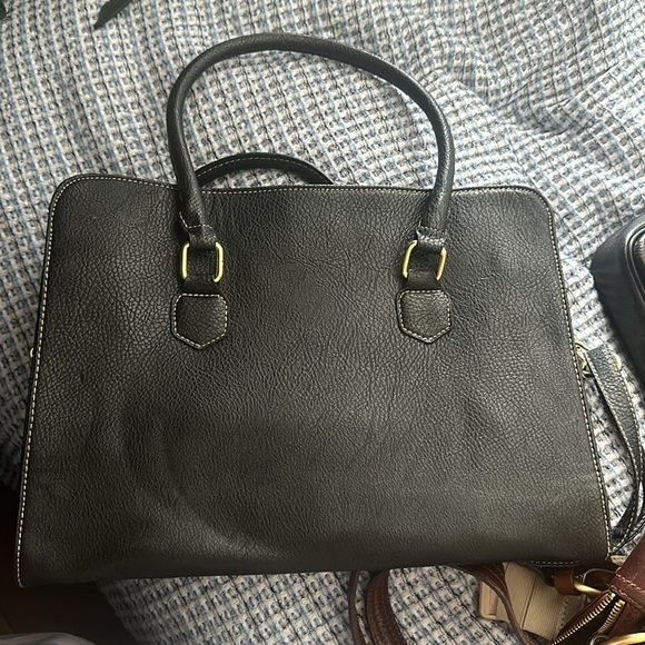 Black purse lock bag work bag work satchel shoulder bag top handle business bag - Picture 8 of 11